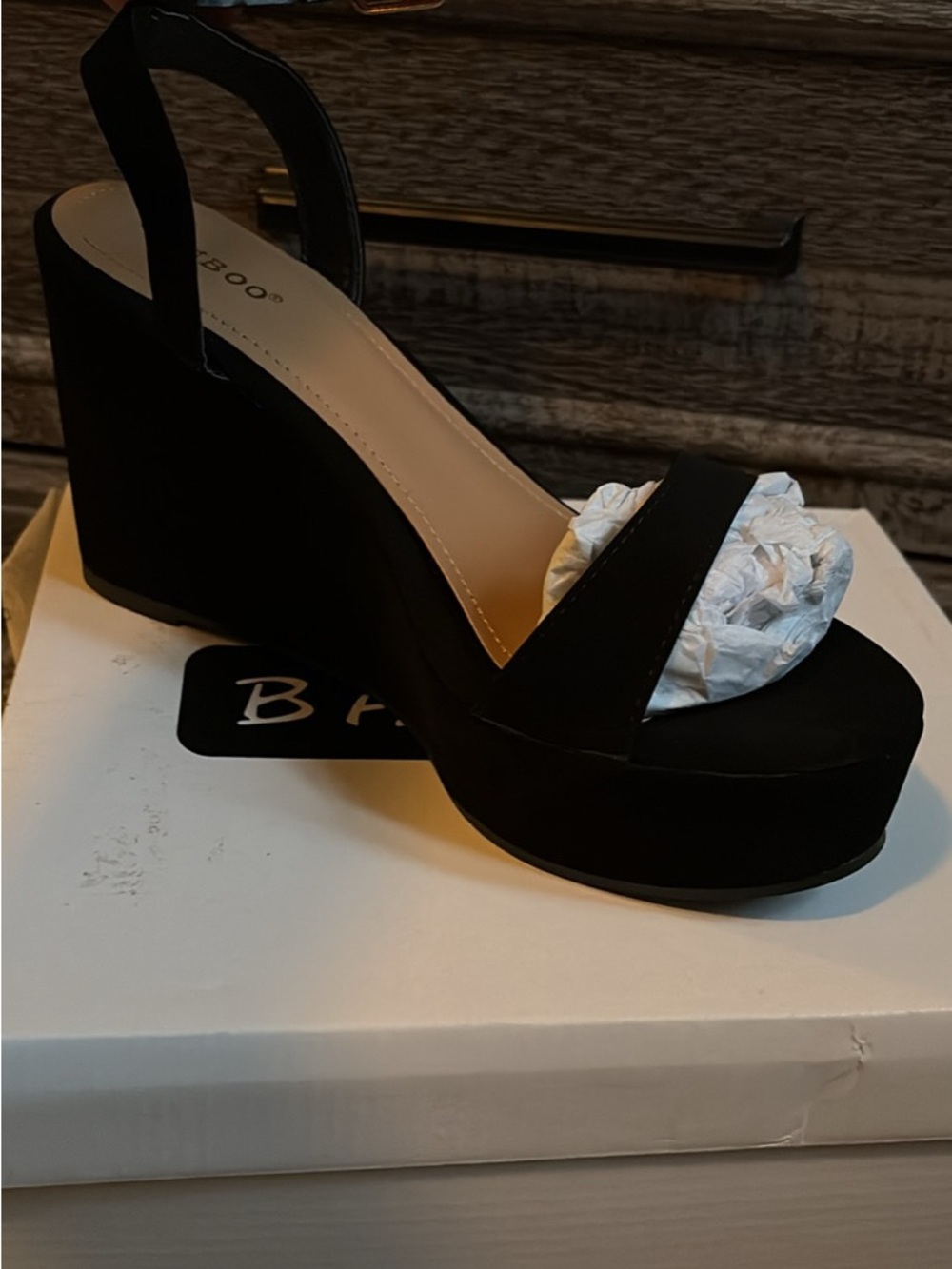 Black Platform Wedge Sandal - Sleek Slingback Style